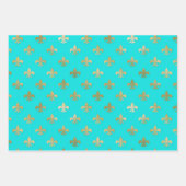 Chic Paris Aqua Blue, Black and Gold Geschenkpapier Set (Vorderseite 2)