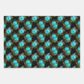 Chic Paris Aqua Blue, Black and Gold Geschenkpapier Set (Vorderseite)