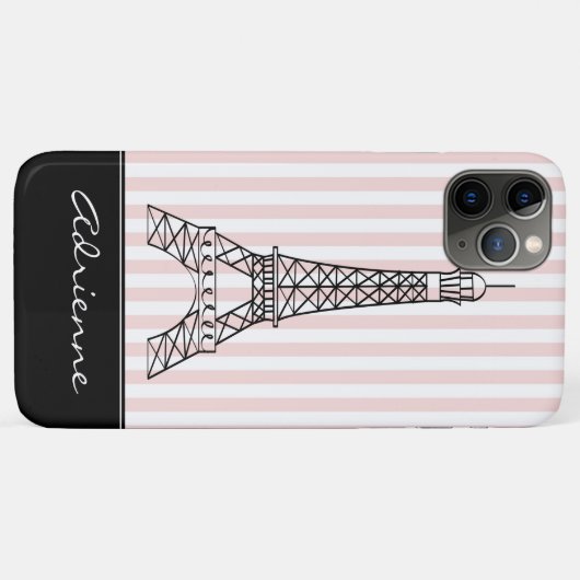 Chic Paris Eiffel Tower Doodle Personalisiert Case-Mate iPhone Hülle (Rückseite (Horizontal))