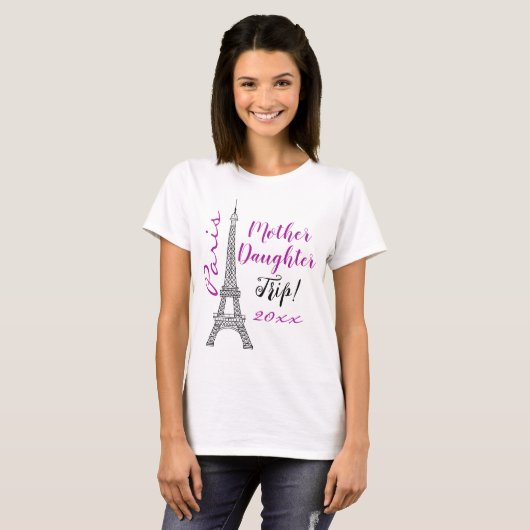 Chic Paris Eiffel Tower Mutter Tochter Trip T-Shirt (Vorne ganz)