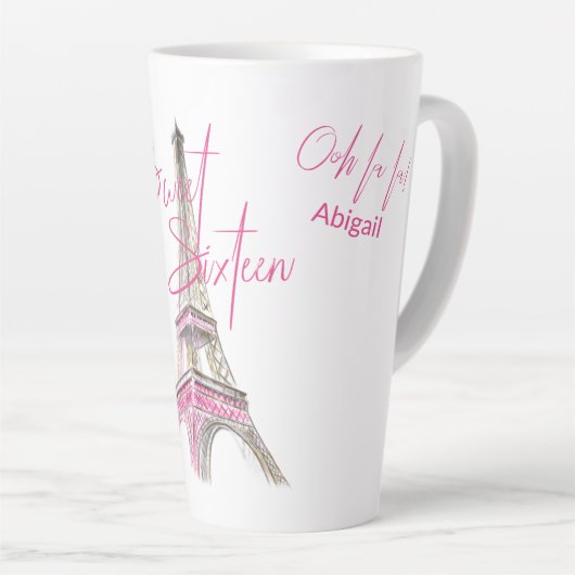 Chic Paris Eiffel Tower Personalisiert 16 . Geburt Milchtasse (Rechte Ecke)
