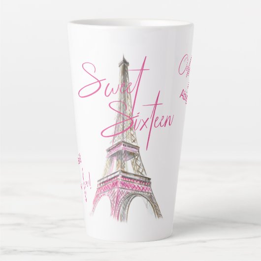 Chic Paris Eiffel Tower Personalisiert 16 . Geburt Milchtasse (Vorderseite)