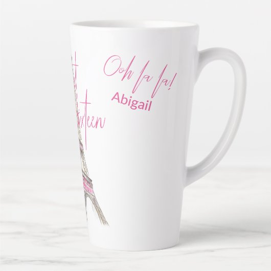 Chic Paris Eiffel Tower Personalisiert 16 . Geburt Milchtasse (Rechts)