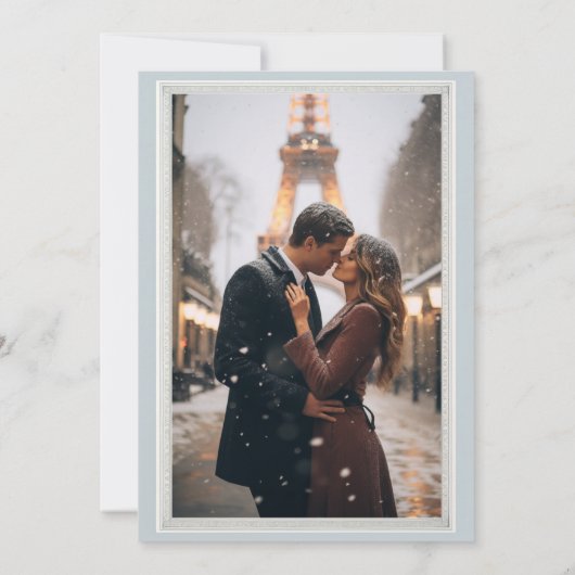 Chic Paris Eiffel Tower Powder Blue Save the Date (Rückseite)