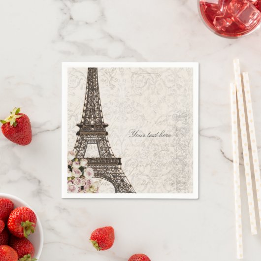 Chic Paris Eiffel Tower & Rose Elegantes Party Serviette (Beispiel)