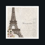 Chic Paris Eiffel Tower & Rose Elegantes Party Serviette<br><div class="desc">Chic Paris Eiffelturm & Rose Elegantes Party Napkins. Anpassen mit jedem Text. Matching-Elemente verfügbar.</div>