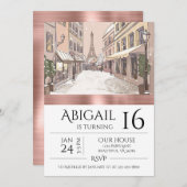 Chic Paris Eiffel Tower Rose Gold Trendy Einladung (Vorne/Hinten)