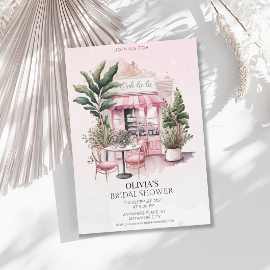 Chic, Paris, französisches Café Brautparty Einladung