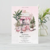 Chic, Paris, französisches Café Brautparty Einladung (Stehend Vorderseite)