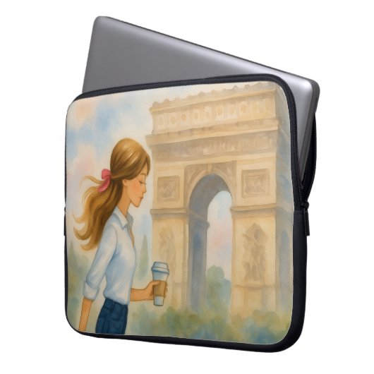 Chic Paris Girl by Arc de Triomphe Laptopschutzhülle (Vorderseite Links)