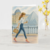 Chic Paris Girl by Louvre Karte (Gelbe Blume)