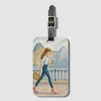 Chic Paris Girl by Louvre Luggage Tag Gepäckanhänger