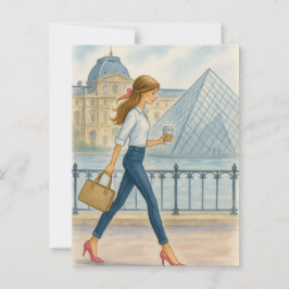 Chic Paris Girl by Louvre Postkarte