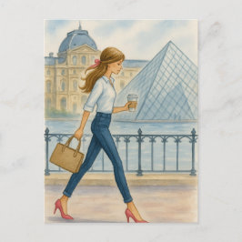 Chic Paris Girl by Louvre Postkarte