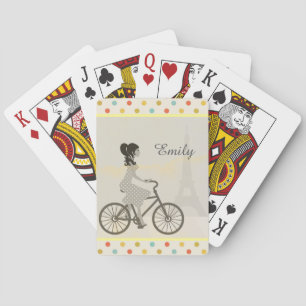 Chic Paris Girl Reiten Bike Dotty Personalisiert Spielkarten