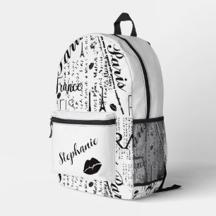 Chic Paris Inspiriert mit fett grafischen Akzenten Bedruckter Rucksack