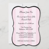 Chic Pariser Rosa Streifen Schwarzer Eiffelturm Einladung (Rückseite)