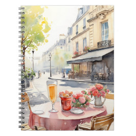 Chic Parisian Café Aquarellbild Notizblock
