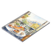 Chic Parisian Café Aquarellbild Notizblock (Linke Seite)