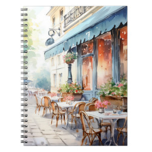 Chic Parisian Café Aquarellbild Notizblock