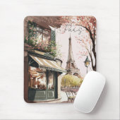 Chic Parisian Café Eiffel Tower Paris France Shop Mousepad (Mit Mouse)