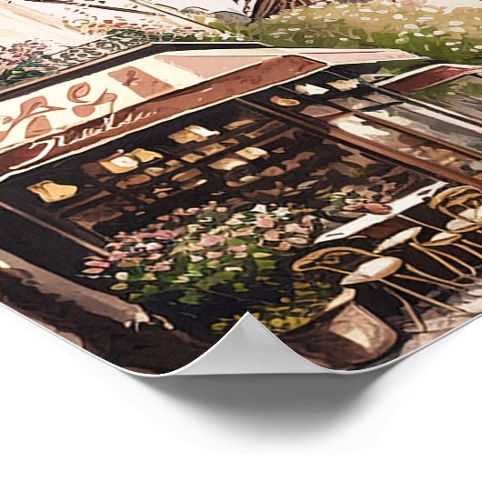 Chic Parisian Café Eiffel Tower Paris Frankreich S Poster (Ecke)