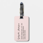 Chic Parisian Pink Polka Dots Black Bow und Name Gepäckanhänger (Rückseite vertikal)