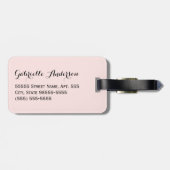 Chic Parisian Pink Polka Dots Black Bow und Name Gepäckanhänger (Rückseite horizontal)