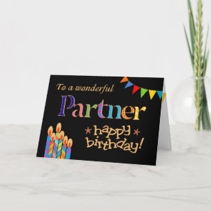 Chic Partner Candles, Bunting Birthday Card Karte