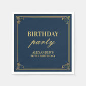 Chic Party Navy Gold Gatsby Art deco Frame Serviette (Vorderseite)