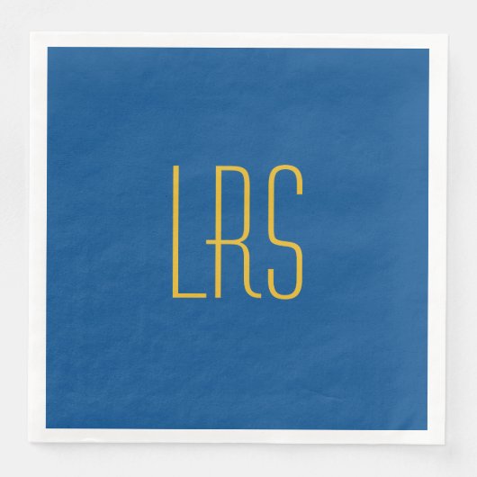 CHIC PARTY PAPIER NAPKIN_LAPIS BLUE SOLID/MONOGRAM SERVIETTE (Vorderseite)