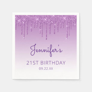 Chic Party zum 21. Geburtstag mit lila Glitter-Dri Serviette