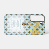 Chic Pastel Blue Gold Bee Matrix Bible Queen Bee Samsung Galaxy Hülle (Rückseite (Horizontal))