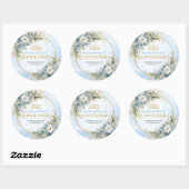 Chic Pastel Blue Gold Greenery Quinceañera Sticker (Blatt)