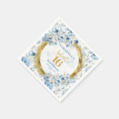 Chic Pastel Blue Sweet 16 Napkin mit Gold Sparkle Serviette (Ecke)