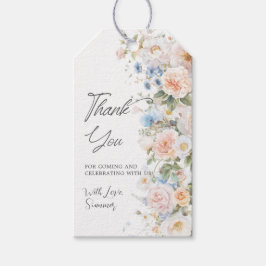 Chic Pastel Blush White Blue Floral Brautparty Geschenkanhänger
