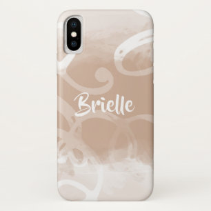 Chic Pastel Braun Aquarellfarben Wirbel mit Namen Case-Mate iPhone Hülle