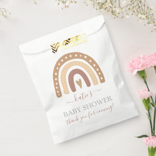Chic Pastel Brown Rainbow Boho Baby Dusche Geschenktütchen (Versiegelt)