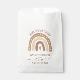 Chic Pastel Brown Rainbow Boho Erster Geburtstag Geschenktütchen