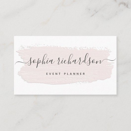 Chic Pastel Brush Stroke | Light Pink in White Visitenkarte (Vorderseite)