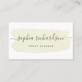 Chic Pastel Brush Stroke | Light Yellow on White Visitenkarte (Vorderseite)