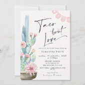Chic Pastel Cacti Taco Bout Liebe Brautparty Einladung (Vorderseite)