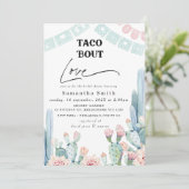 Chic Pastel Cactus Taco Bout Liebe Brautparty Einladung (Stehend Vorderseite)