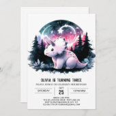 Chic Pastel Dino Party Geburtstag Einladung (Vorne/Hinten)