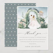 Chic Pastel Floral Garden Arch Botanische Hochzeit Dankeskarte (Vorne/Hinten)