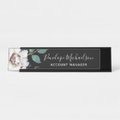 Chic Pastel Floral mit Name und Titel Schreibtischnamensplakette (Vorderseite )