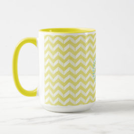 Chic Pastel Gelb Aquamarine Zickzack Custom Monogr Tasse
