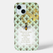 Chic Pastel Green Gold Bee Matrix Scripture  Case-Mate iPhone Hülle (Rückseite)
