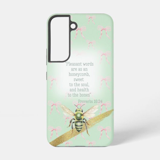 Chic Pastel Green Pink Coquette Christian Bee Samsung Galaxy Hülle (Rückseite)