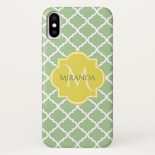 Chic Pastel Green Quatrefolie Gelbe Bezeichnung Mo Case-Mate iPhone Hülle (Rückseite)